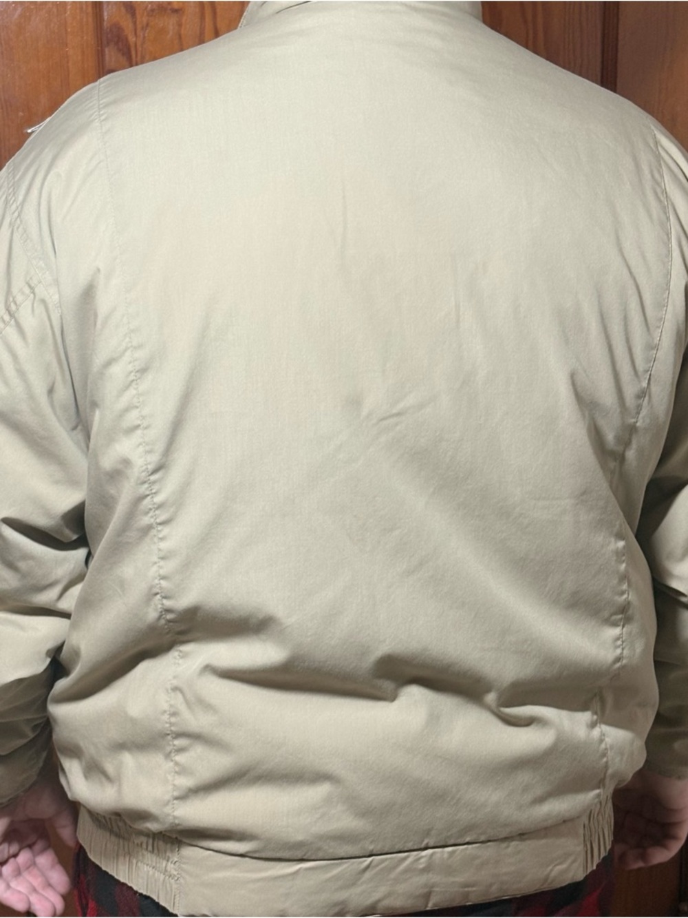 Men's Two-Tone Bomber Jacket in Beige with Navy Trim - Picture 3 of 16